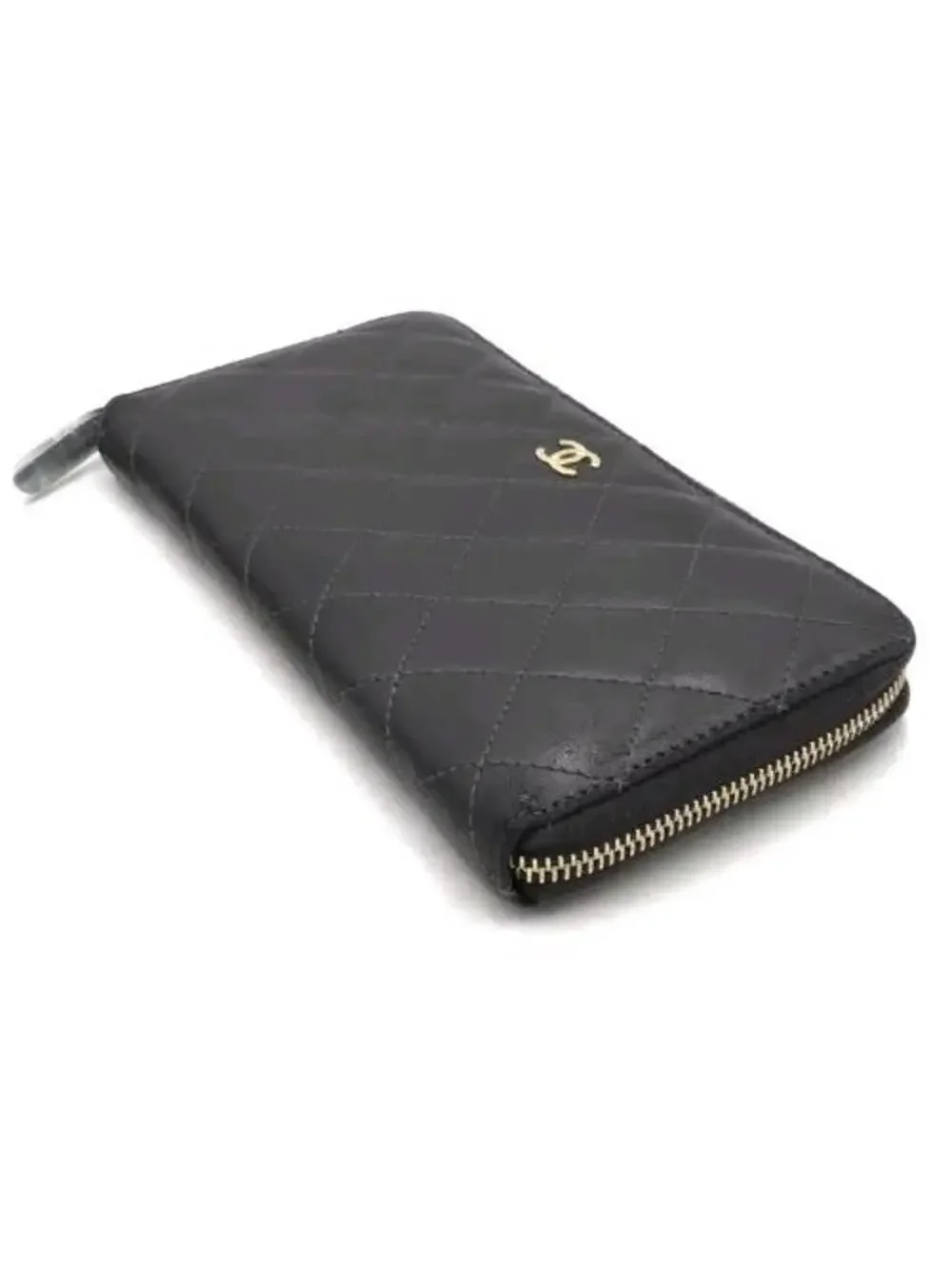 CHANEL Matelasse Long Wallet Lambskin Purple